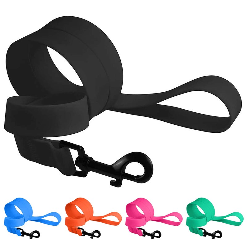 CollarDirect Waterproof Dog Leash Small Medium Large Durable Pet Leashes for Walking Training Running Pink Black Blue Orange Green (M, Black) - Image 1